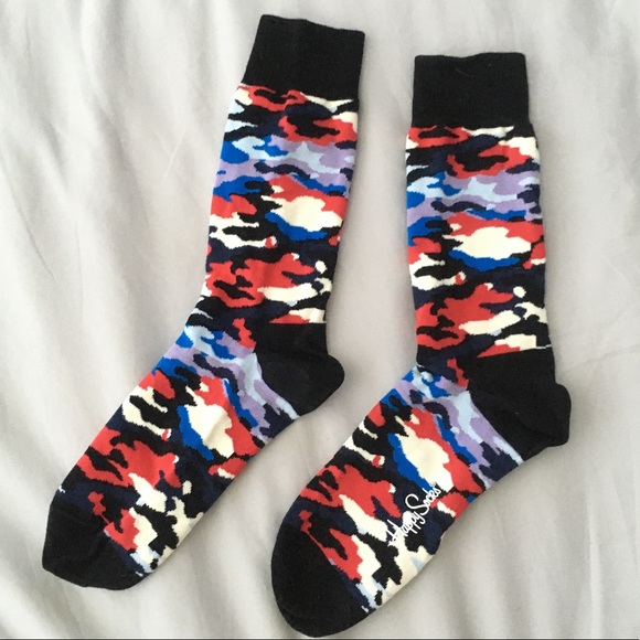 Happy Socks Other - Men’s Blue and Red Camouflage Happy Socks